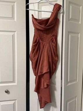 House of CB size small One-Shoulder Rust Cocktail Dress